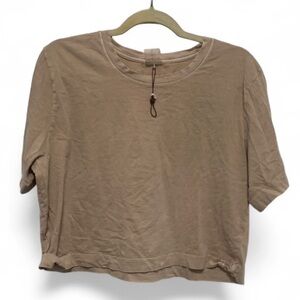 Calia Carrie Underwood Tan Cropped Short Sleeve Tee Shirt Size Large